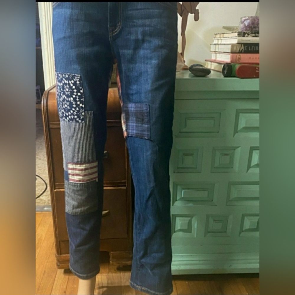 Current Elliott Patchwork ankle bootcut stretch jeans, sz 24, NWOT